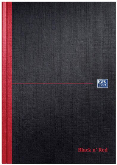 Oxford BLACK N' RED gebonden boek, harde kaft A5 - Zwart - Gelijnd